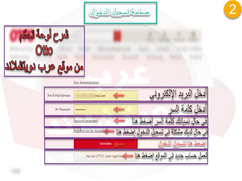 صفحة "تسجيل الدخول" لموقع أوتو